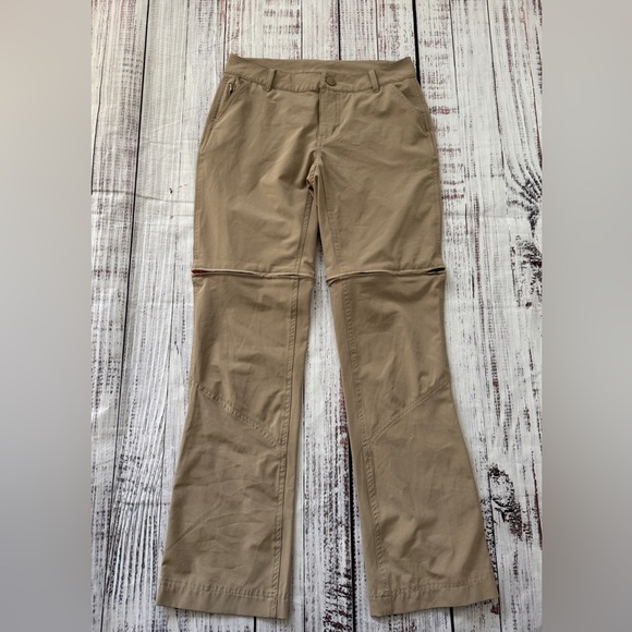 North Face Women’s Paramount Convertible Pants Sz 00 Beige Khaki Zip Off Roll Up - Picture 1 of 7